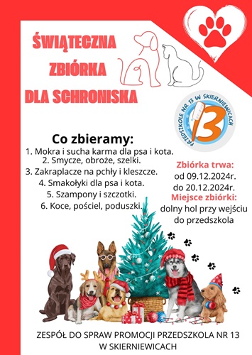 Świąteczna zbiórka dla schroniska - plakat