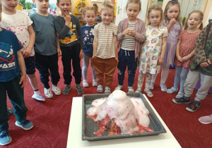 dzieci biorą udział w eksperymencie wulkan